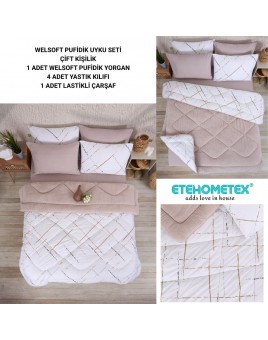 ETE HOMETEX ÇİFT KİŞİLİK WELSOFT UYKU SETİ YANSIMA BEJ 8696474231991